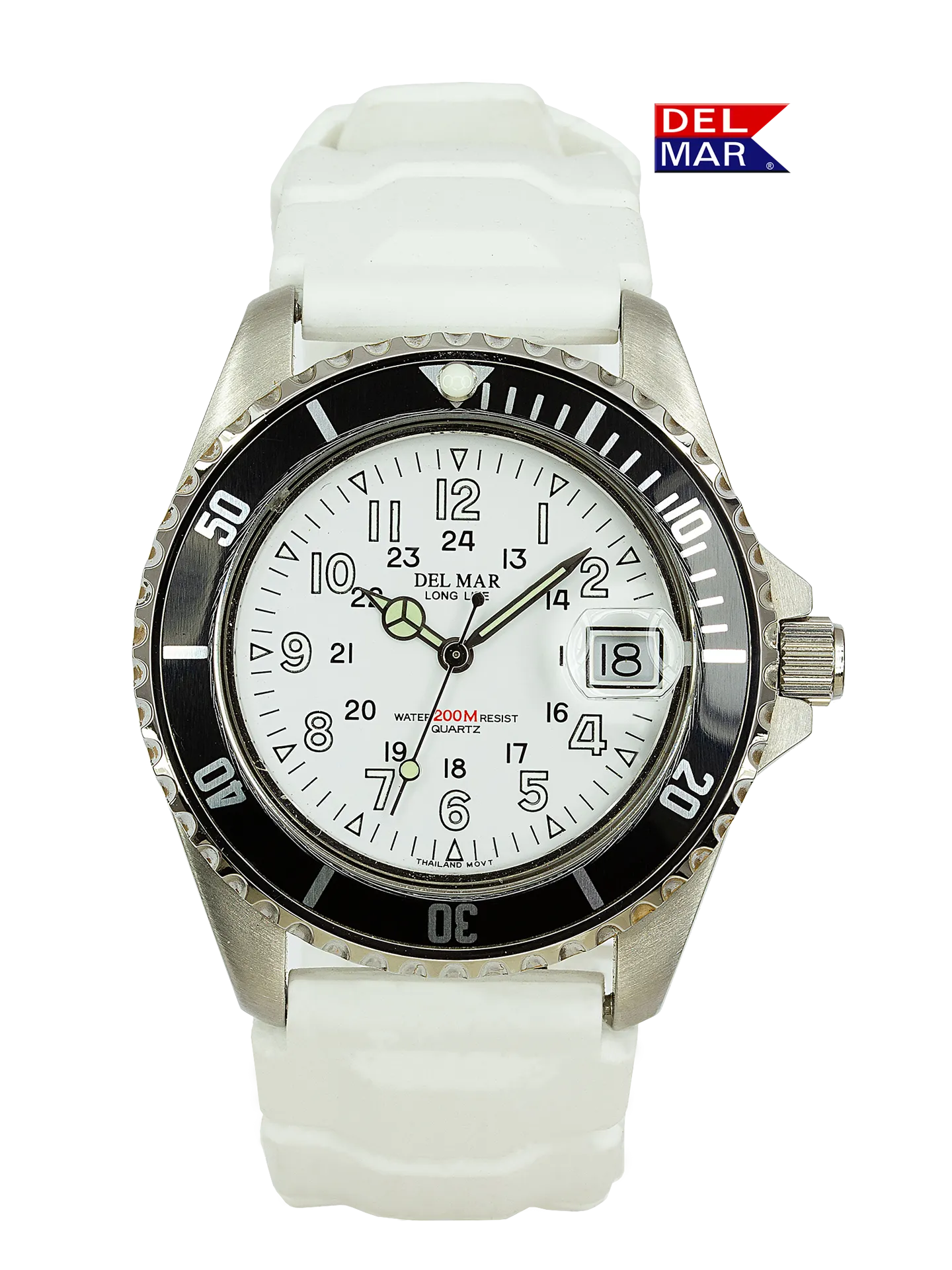 Del Mar Watches Men's Sportstrap – White Dial, 200M Water Resistant #50268