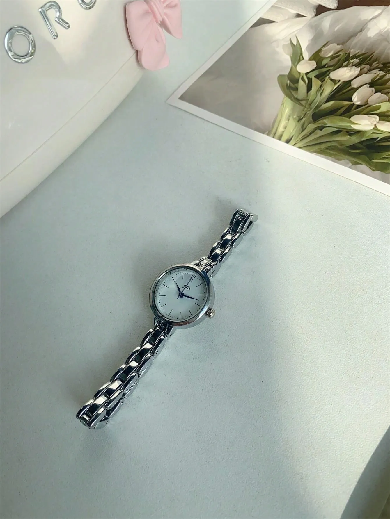 Delicate Small Dial Silver Stainless Steel Watch- FD ⚡