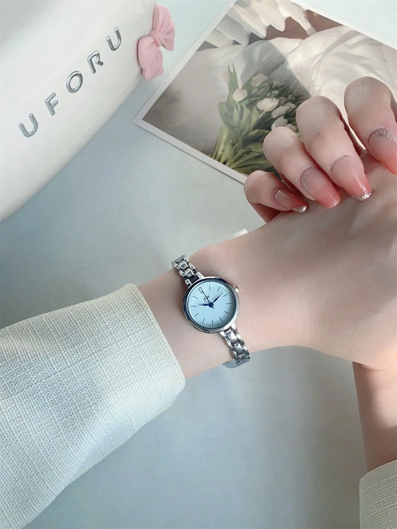 Delicate Small Dial Silver Stainless Steel Watch- FD ⚡