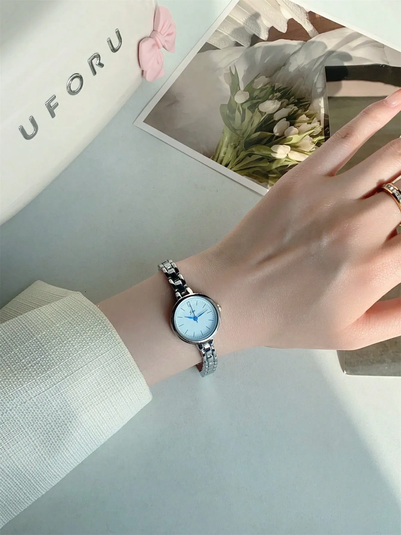 Delicate Small Dial Silver Stainless Steel Watch- FD ⚡