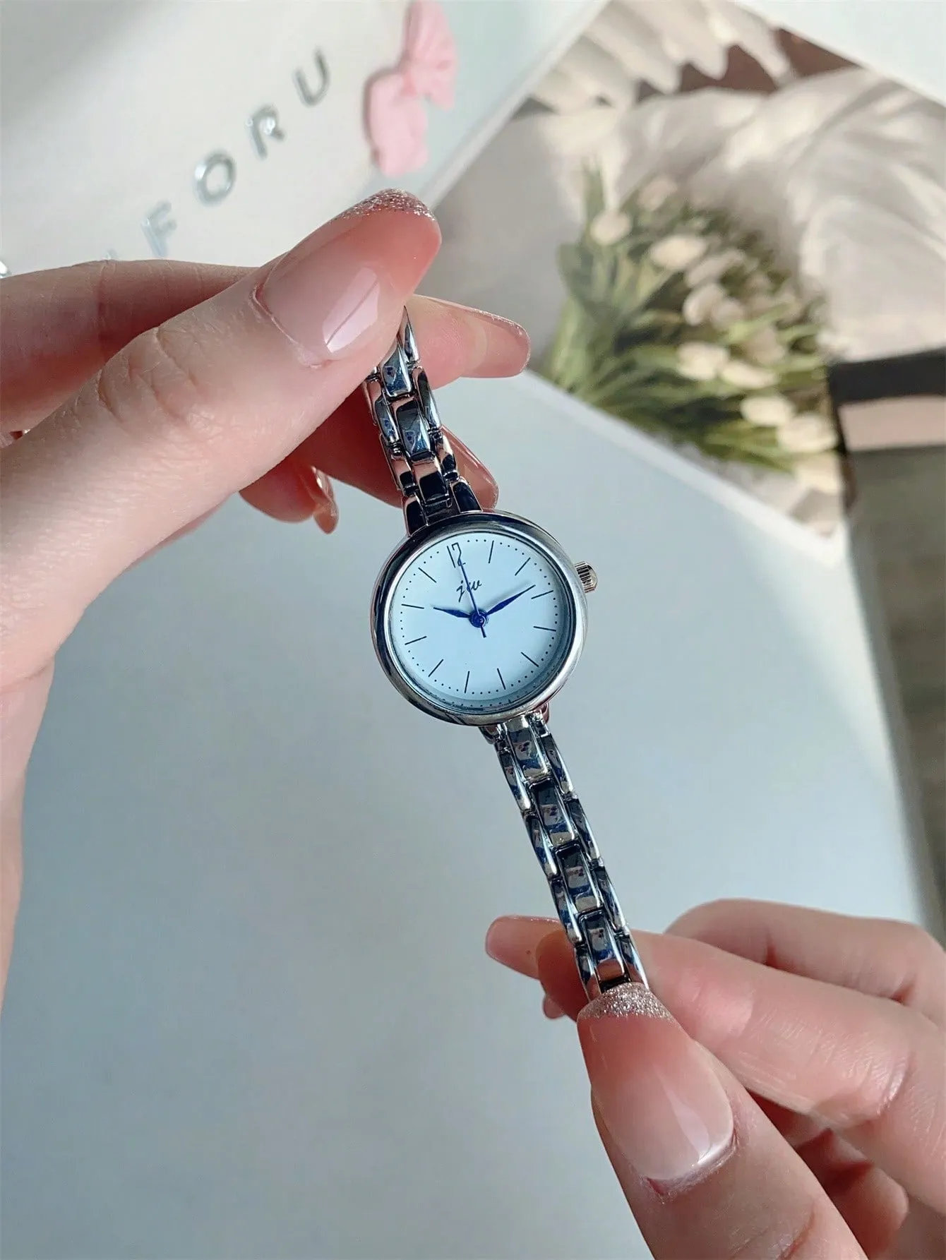 Delicate Small Dial Silver Stainless Steel Watch- FD ⚡