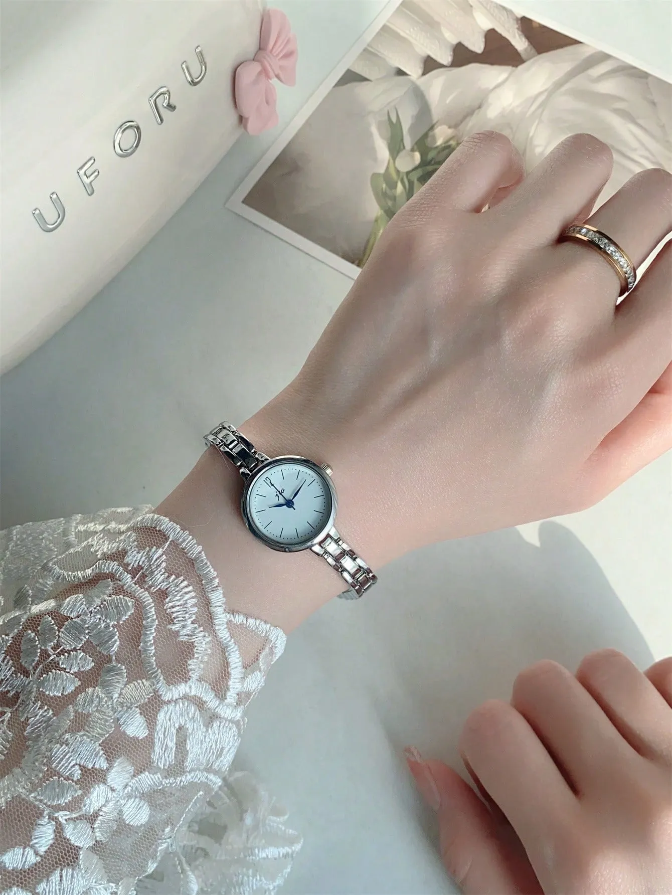 Delicate Small Dial Silver Stainless Steel Watch- FD ⚡
