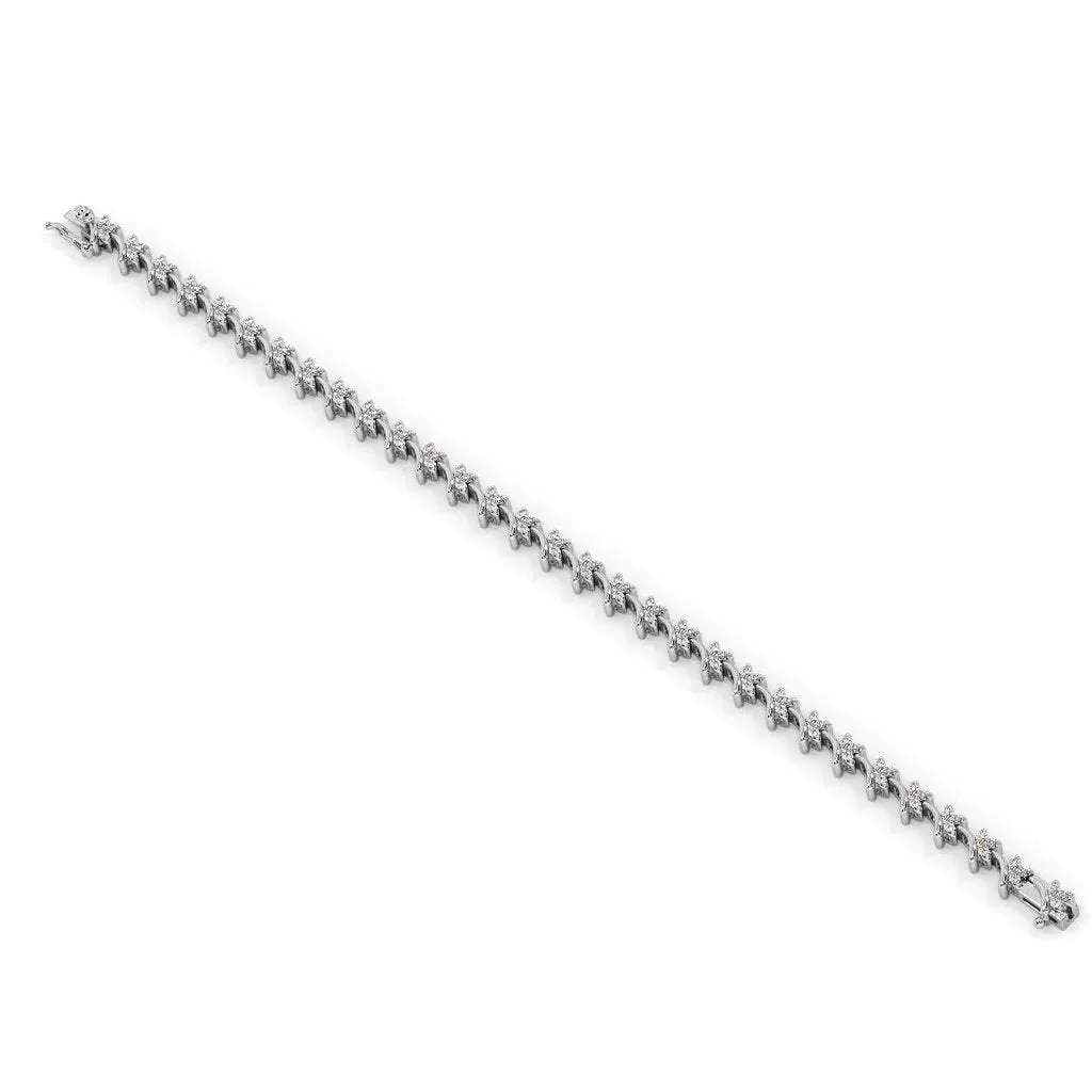 Designer Tennis Bracelet Diamond 14k Solid White Gold Handmade, Tennis Bracelet, Designer Bracelet, White Gold Bracelet, Diamond Bracelet