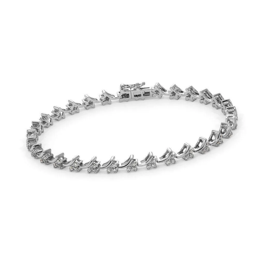 Designer Tennis Bracelet Diamond 14k Solid White Gold Handmade, Tennis Bracelet, Designer Bracelet, White Gold Bracelet, Diamond Bracelet