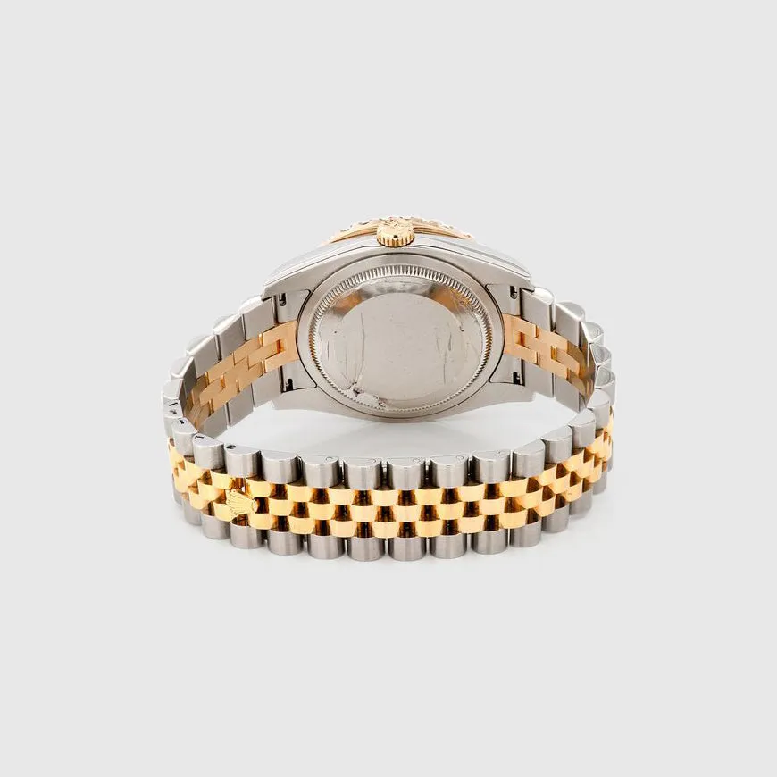 Diamond Rolex DateJust 36mm Two-Tone Black Dial Watch 3.4ct