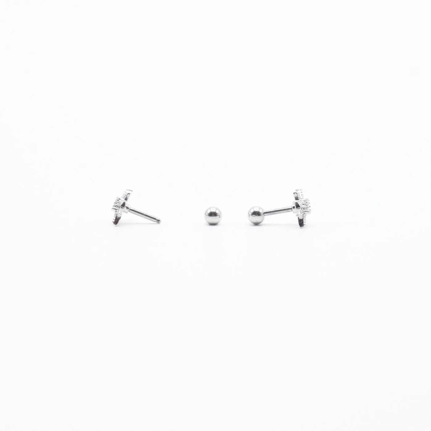 Earring / Body Jewelry Sunburst with Cubic Zirconia Inlay