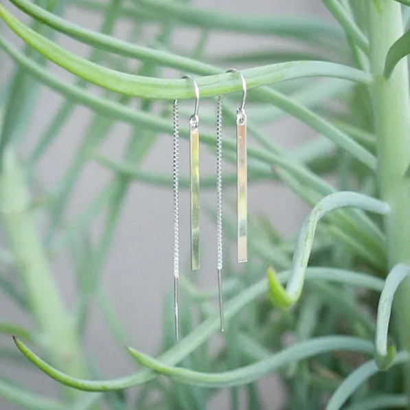 Earring Threader with Bar in Sterling Silver Short