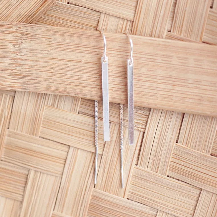 Earring Threader with Bar in Sterling Silver Short