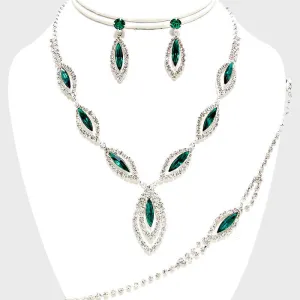 Emerald Rhinestone Necklace Set |139972