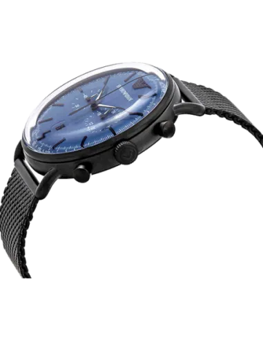 EMPORIO ARMANI Aviator Black Mesh Bracelet Blue Dial Chronograph Quartz Watch for Gents - AR11201