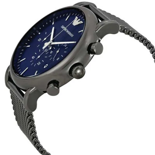EMPORIO ARMANI Blue Dial Black Mesh Bracelet Chronograph Watch For Gents - AR1979