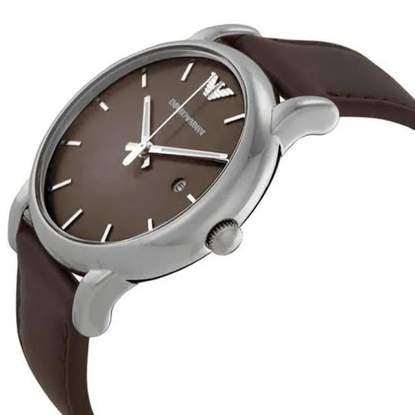 EMPORIO ARMANI Classic Brown Leather Strap Brown Dial Quartz Watch for Gents - AR1729