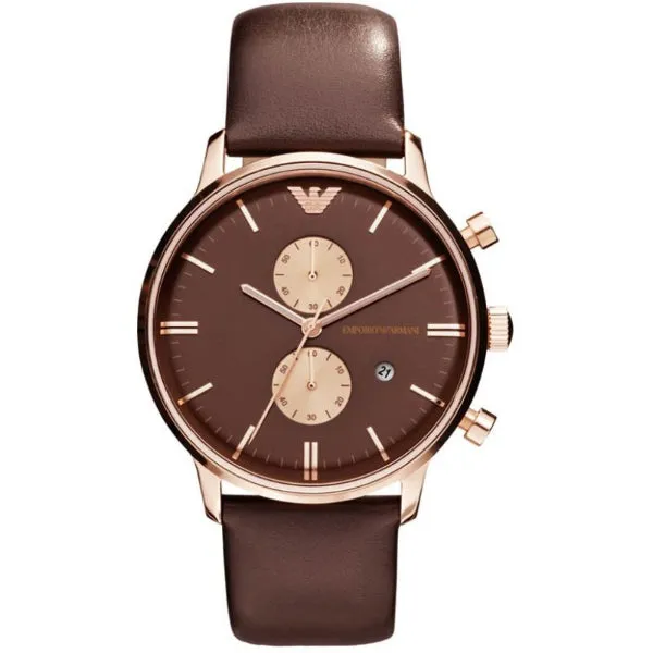 EMPORIO ARMANI Gianni Brown Leather Brown Dial Quartz Watch for Gents- EMPORIO ARMANI AR-0387
