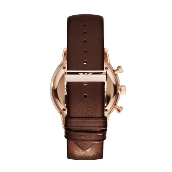 EMPORIO ARMANI Gianni Brown Leather Brown Dial Quartz Watch for Gents- EMPORIO ARMANI AR-0387