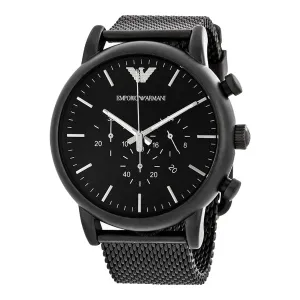 EMPORIO ARMANI Sport Black Mesh Bracelet Black Dial Chronograph Quartz Watch for Gents - AR1968