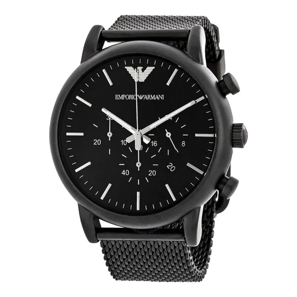 EMPORIO ARMANI Sport Black Mesh Bracelet Black Dial Chronograph Quartz Watch for Gents - AR1968
