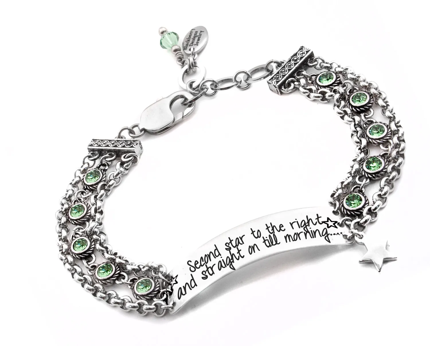 Engraved Bar Bracelet, Peter Pan Quote