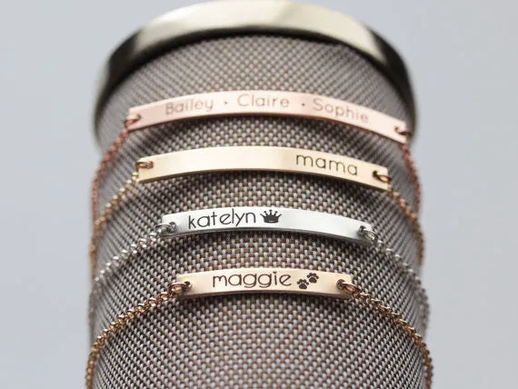 Engraved Bar Bracelet: Thin Bar