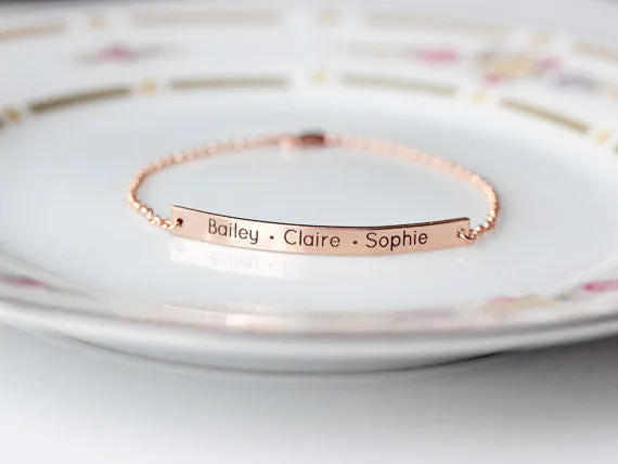 Engraved Bar Bracelet: Thin Bar