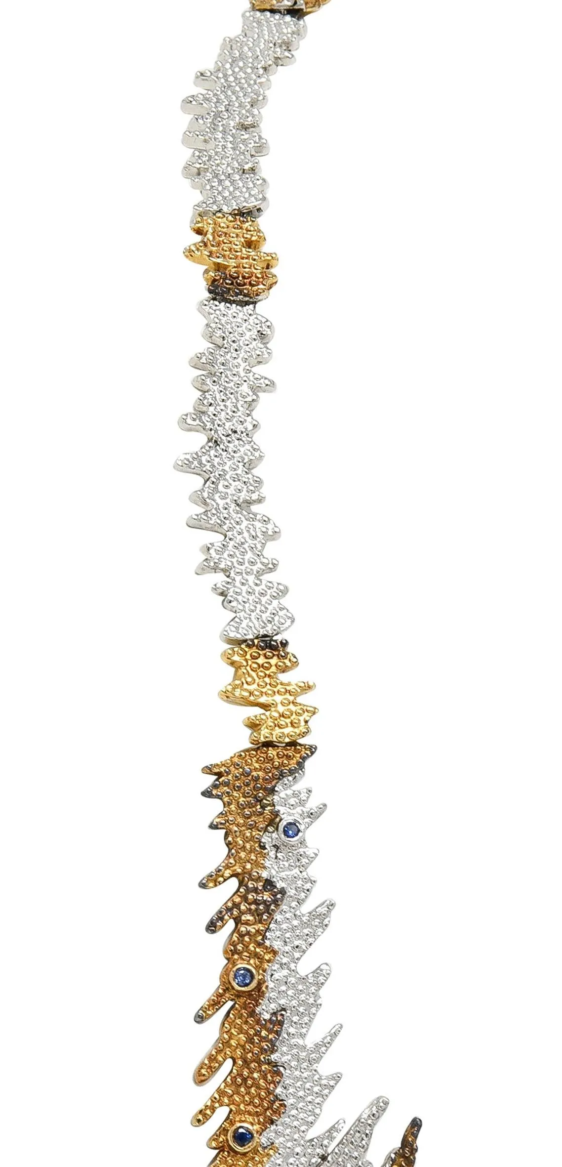 Erté 1970's 3.17 CTW Sapphire Diamond Silver 14 Karat Gold Vintage Convertible Sophistication Necklace Brooch