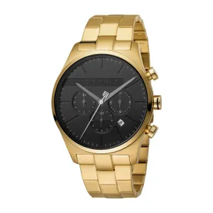 Esprit Men's IP Gold Chronograph Watch Black Dial & Metal Bracelet