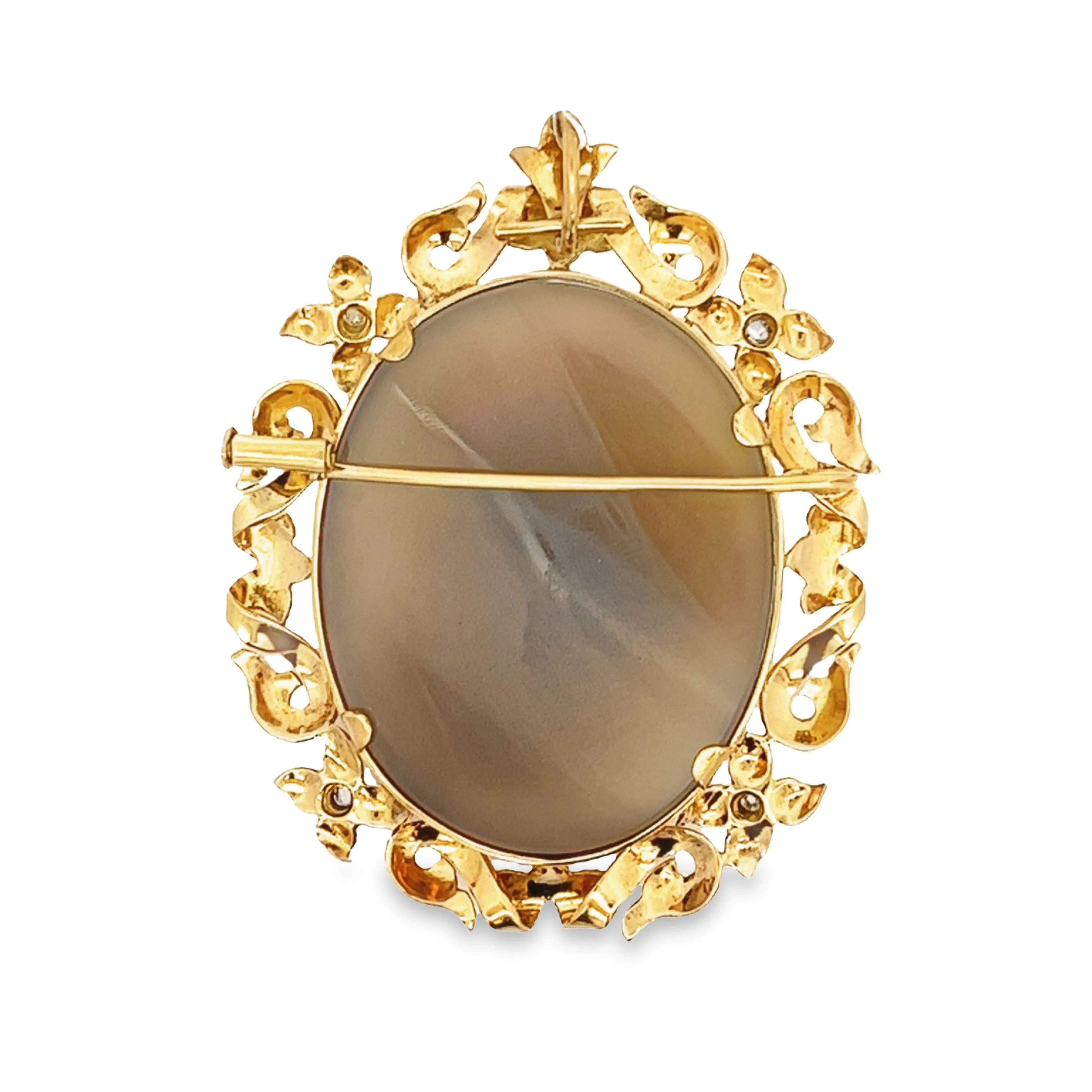 Estate 18k Yellow Gold Cameo Brooch