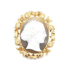 Estate 18k Yellow Gold Cameo Brooch