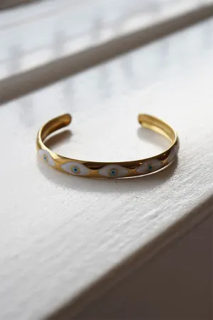 Evil eye gold bangle bracelet