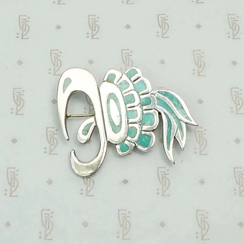 Fabulous Taxco Parrot Pin in Sterling & Turquoise