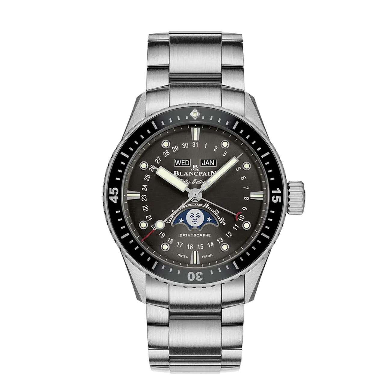 FIFTY FATHOMS BATHYSCAPHE QUANTIÈME COMPLET PHASES DE LUNE