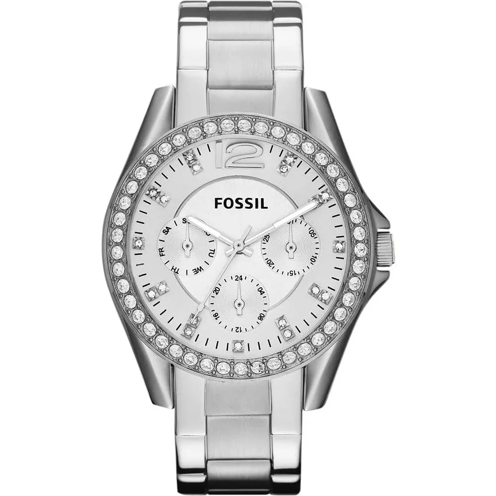 Fossil Women's Riley Stainless Steel Crystal-Accented Multifunction Quartz Watch | Multiple Colors