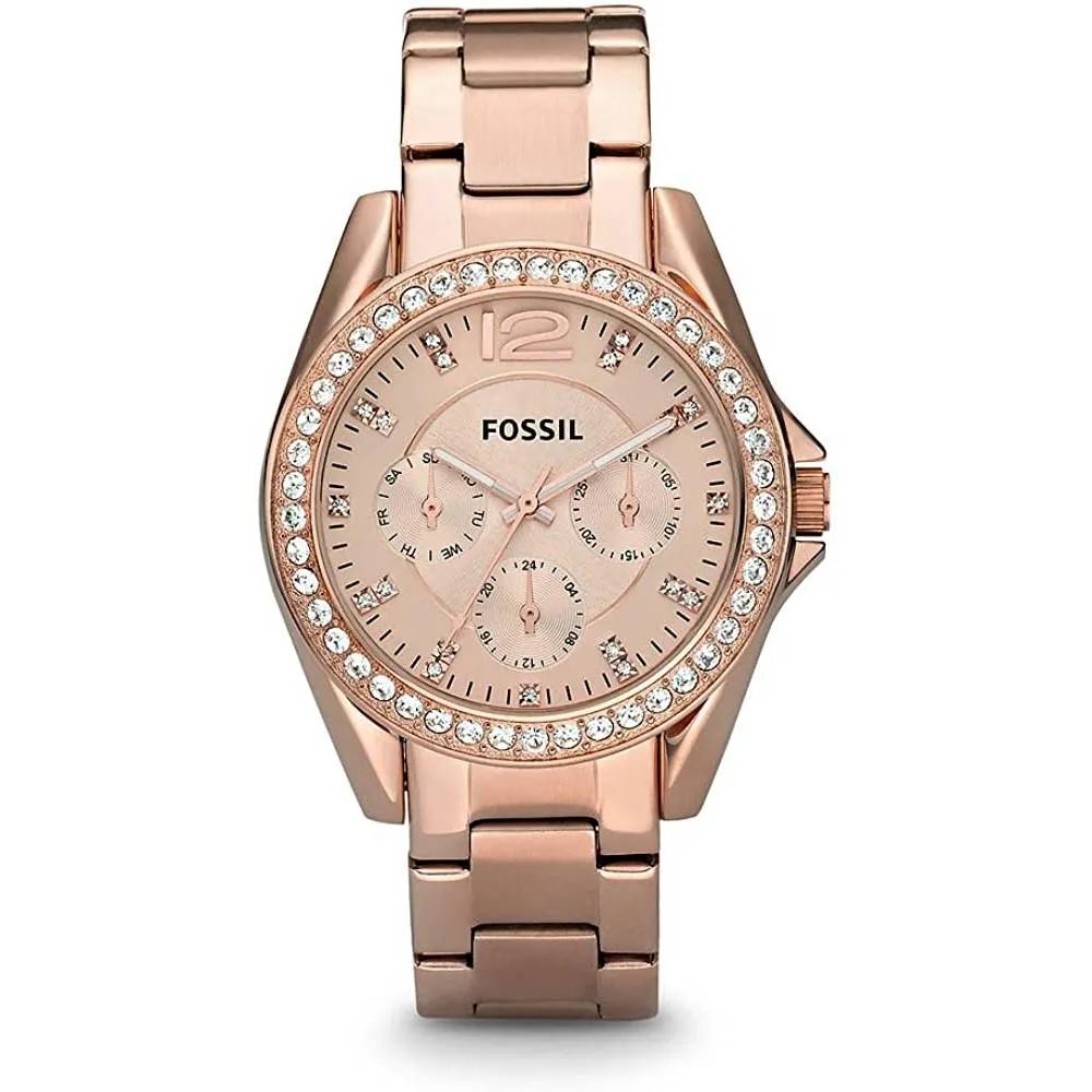Fossil Women's Riley Stainless Steel Crystal-Accented Multifunction Quartz Watch | Multiple Colors