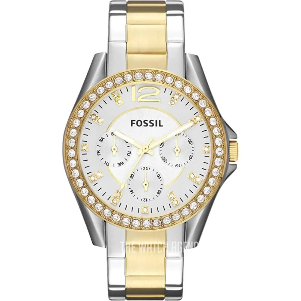 Fossil Women's Riley Stainless Steel Crystal-Accented Multifunction Quartz Watch | Multiple Colors