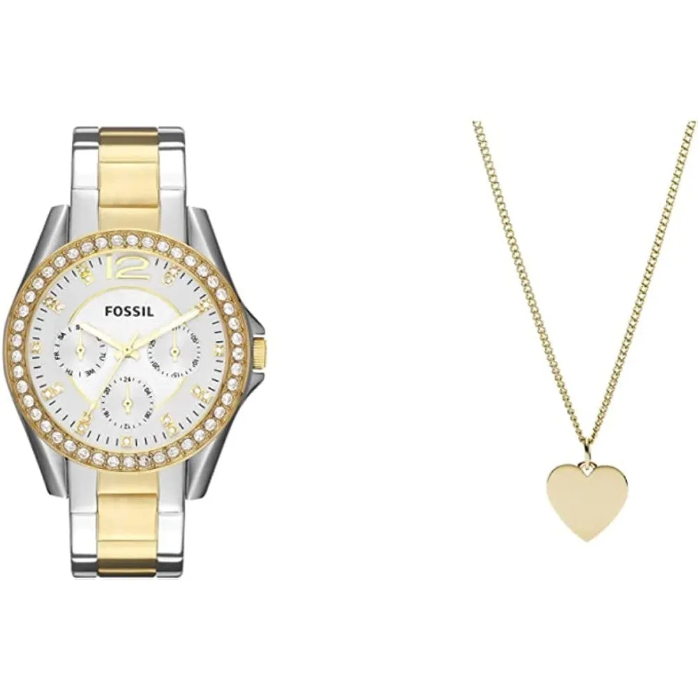 Fossil Women's Riley Stainless Steel Crystal-Accented Multifunction Quartz Watch | Multiple Colors