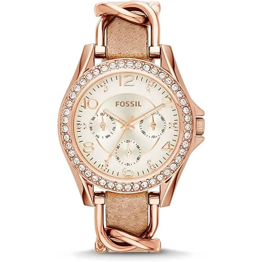 Fossil Women's Riley Stainless Steel Crystal-Accented Multifunction Quartz Watch | Multiple Colors