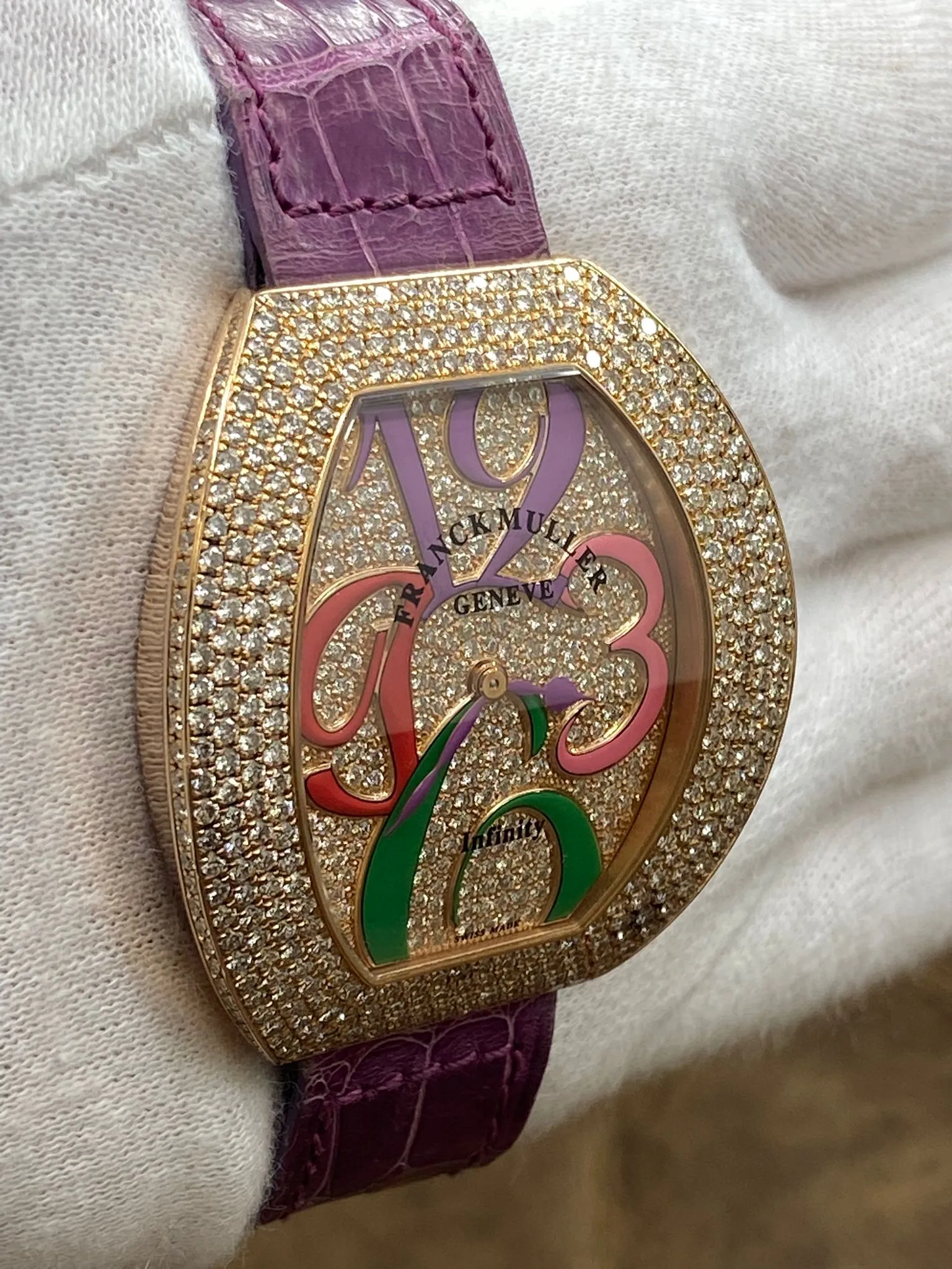 Franck Muller Infinity Color Dreams 18K Rose Gold 3540 QZ A D4 Pave Diamond Dial Quartz Women's Watch