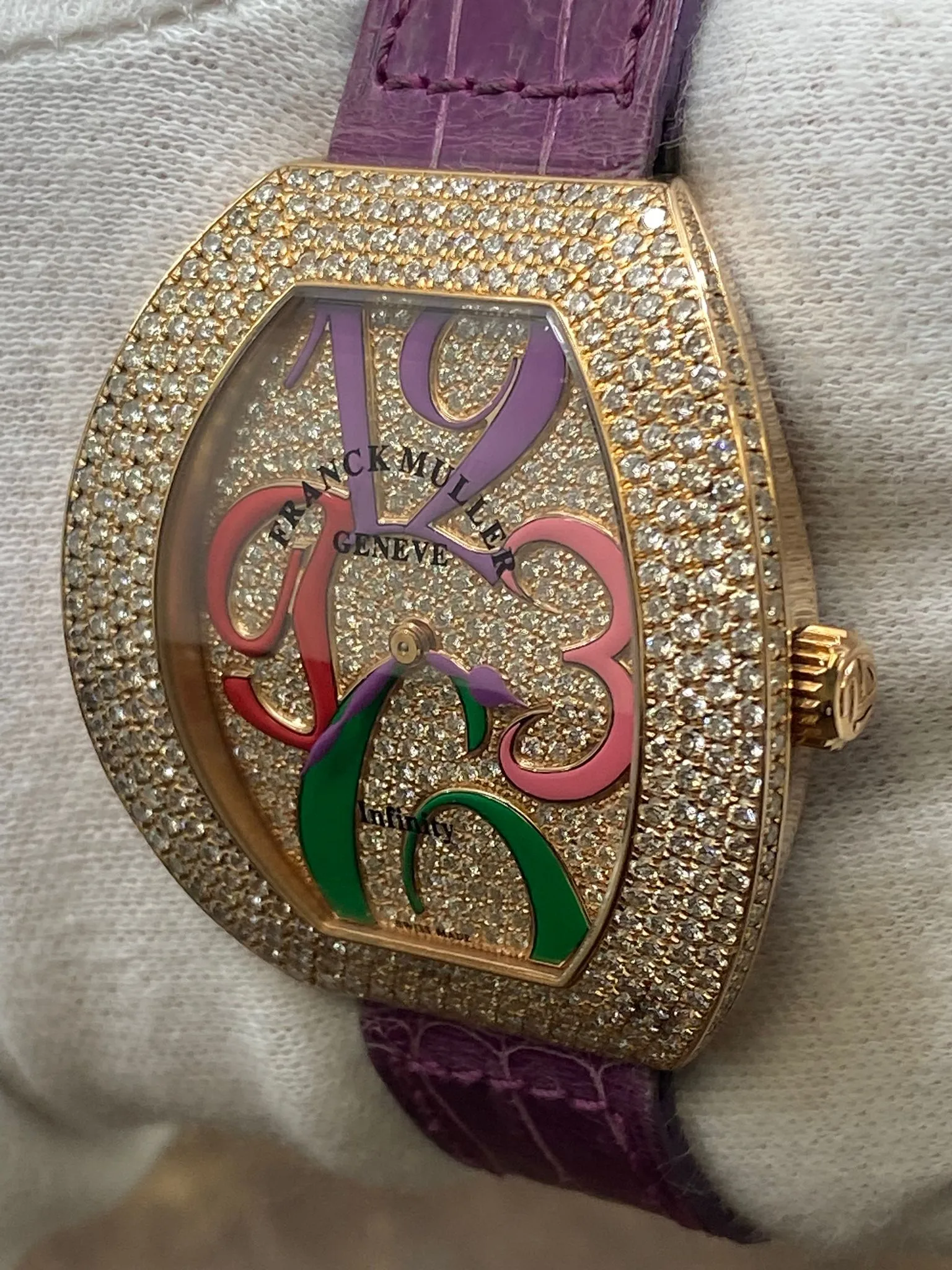Franck Muller Infinity Color Dreams 18K Rose Gold 3540 QZ A D4 Pave Diamond Dial Quartz Women's Watch