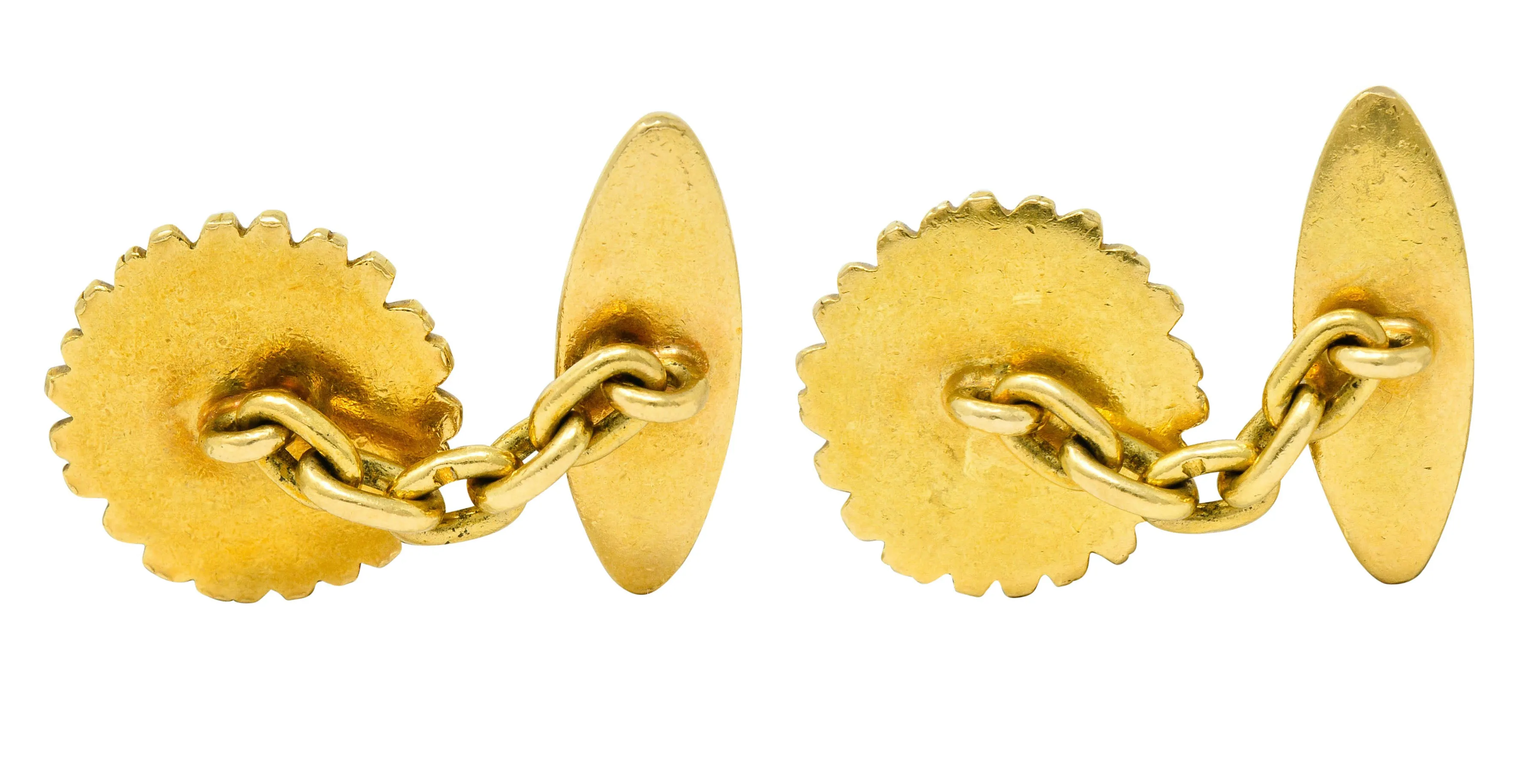 French Art Nouveau 18 Karat Gold Daisy Girl Cufflinks