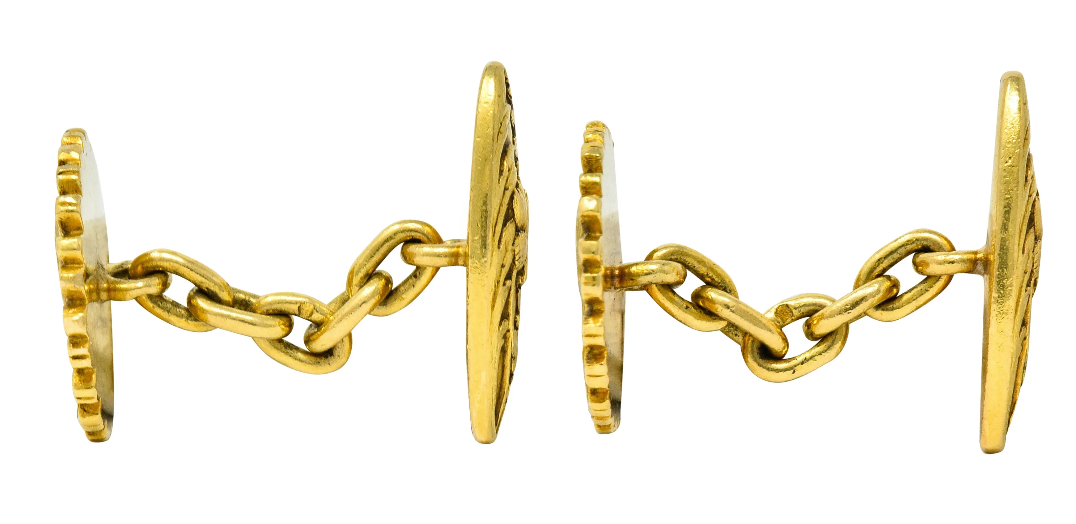 French Art Nouveau 18 Karat Gold Daisy Girl Cufflinks