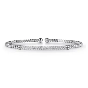 Gabriel 14K White Gold Bujukan Diamond Bar Split Bangle