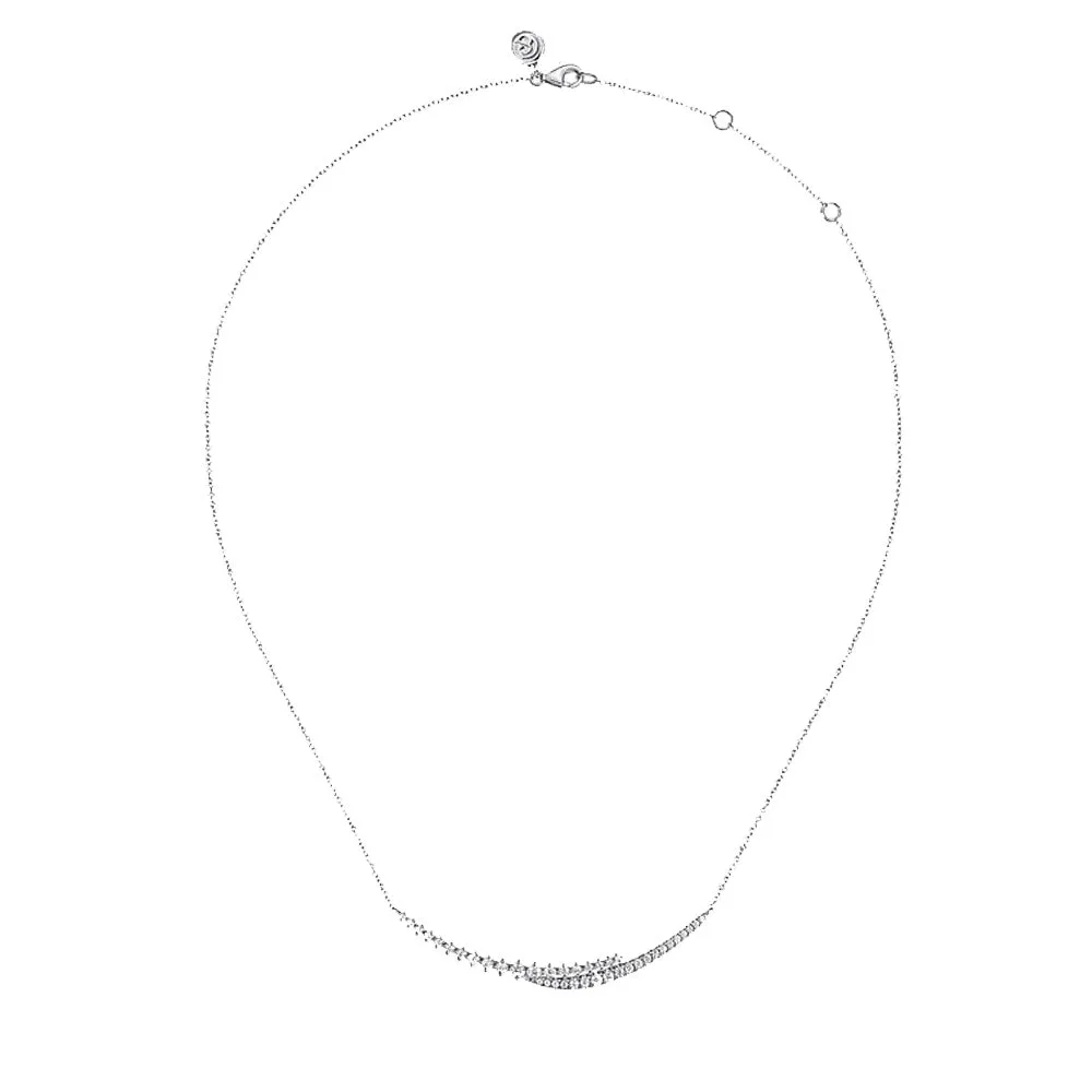 Gabriel 14K White Gold Graduating Diamond Bar Necklace