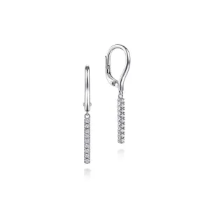 Gabriel & Co. - EG14028W45JJ - 14K White Gold Diamond Bar Drop Leverback Earrings