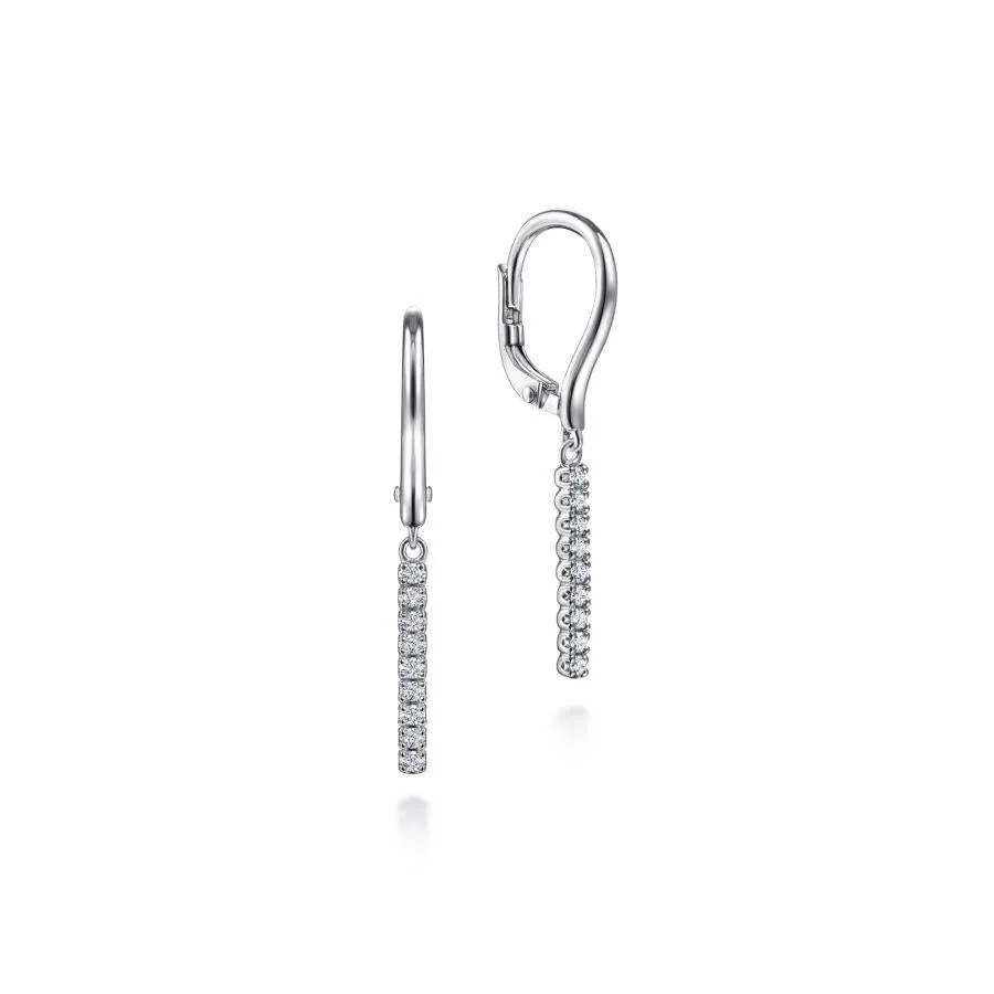 Gabriel & Co. - EG14028W45JJ - 14K White Gold Diamond Bar Drop Leverback Earrings