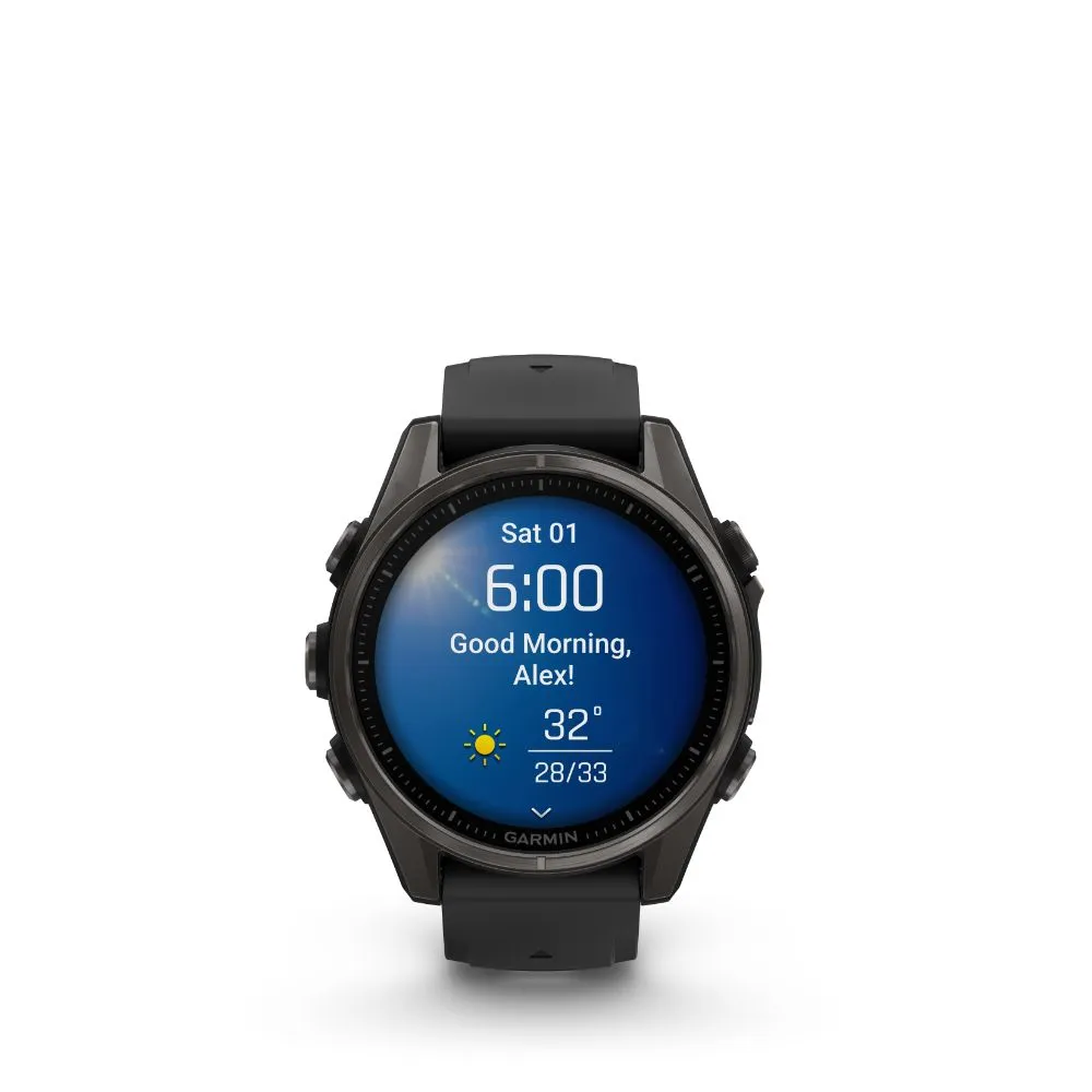 Garmin Fenix 8 43mm AMOLED Sapphire (Carbon Grey DLC Titanium with Black/Pebble Gray Silicone Band)