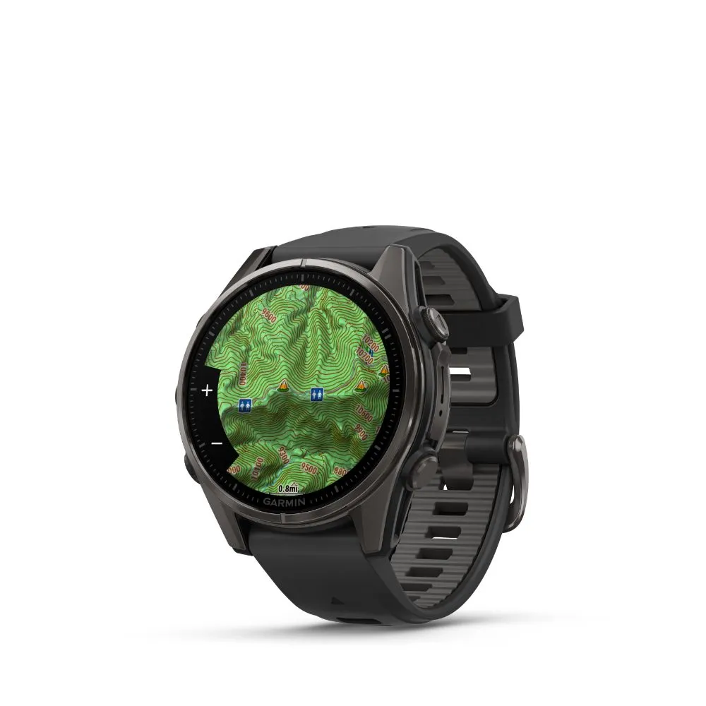 Garmin Fenix 8 43mm AMOLED Sapphire (Carbon Grey DLC Titanium with Black/Pebble Gray Silicone Band)