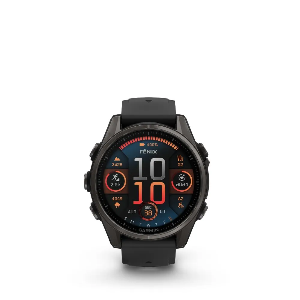 Garmin Fenix 8 43mm AMOLED Sapphire (Carbon Grey DLC Titanium with Black/Pebble Gray Silicone Band)