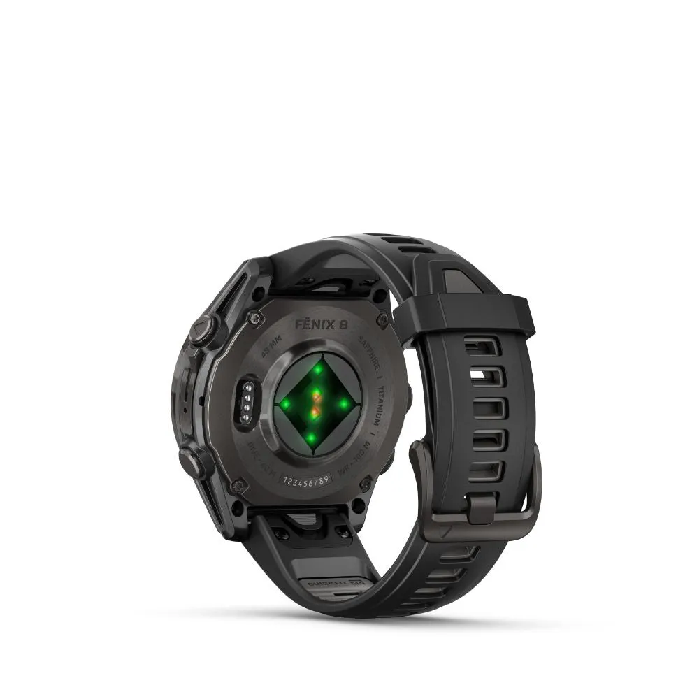 Garmin Fenix 8 43mm AMOLED Sapphire (Carbon Grey DLC Titanium with Black/Pebble Gray Silicone Band)