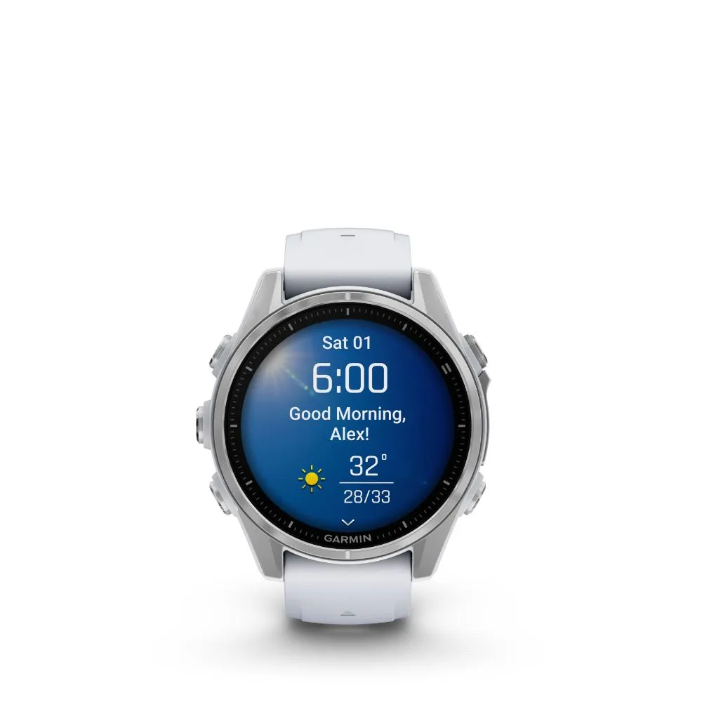 Garmin Fenix 8 43mm AMOLED (Silver with Whitestone Silicone Band)