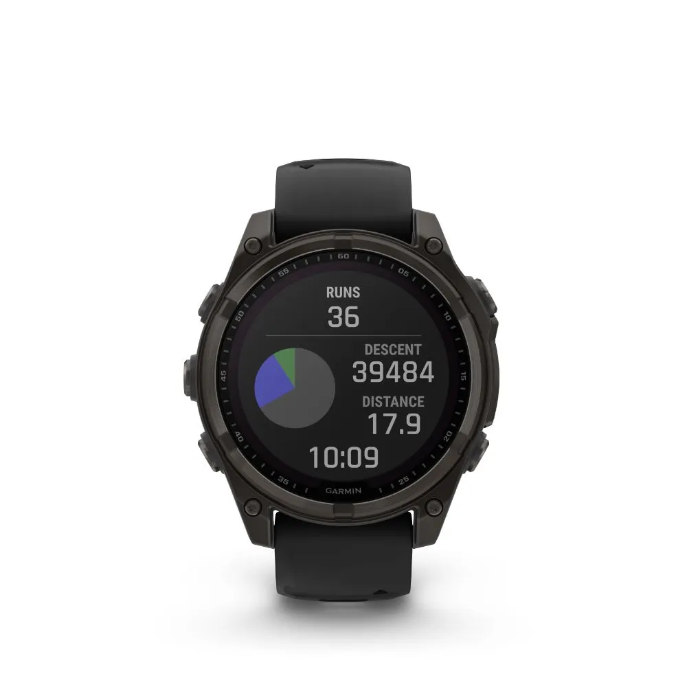Garmin Fenix 8 47mm Solar Sapphire (Carbon Grey DLC Titanium with Black/Pebble Grey Silicone Band)