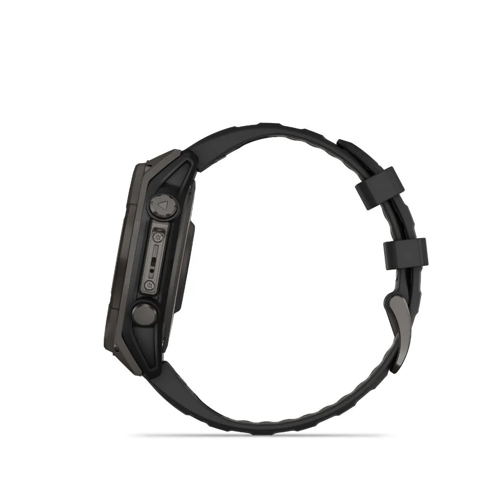 Garmin Fenix 8 47mm Solar Sapphire (Carbon Grey DLC Titanium with Black/Pebble Grey Silicone Band)